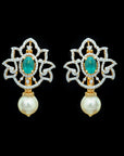 Diamond Jhumkas With Changeable Natural Emeralds And Rubies