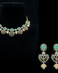 Natural Emeralds And Pearls Diamond Necklace With Earring Sets