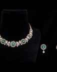 Diamond Necklace with Natural Emeralds and tanzanite Beads and Pearls