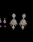 3 in 1 Diamond Earrings with changeable Natural Emeralds/Rubies