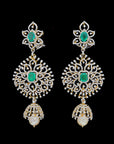 3 in 1 Diamond Earrings with Natural Emeralds/Rubies and Pearl Drops