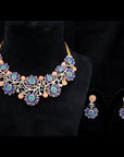 Diamond Necklaces with Natural Emeralds, Tanzanite beads and Corals And Earring