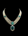 Diamond Necklace with Natural Emeralds and Pearls