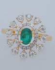 Diamond Ring With Natural Emeralds