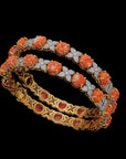 Diamond Bangles With Naural Corals