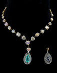 Diamond Necklace With Natural Emeralds, Yellow Sapphires And Heart Shaped Multi colored Sapphires