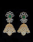 2 In 1 Diamond Jhumkas With Changeable Natural Emerald/Rubies And Pearl Drops