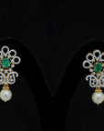 2 In 1 Diamond Jhumkas With Changeable Natural Emerald/Rubies And Pearl Drops