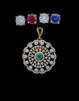 Diamond Pendant With Changeable Natural Emeralds/Rubies And Blue Sapphires