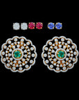 Diamond Earrings With Changeable Natural Emeralds/Rubies And Blue Sapphires