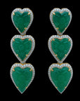 Heart Shaped Diamond Earrings With Natural Onyx