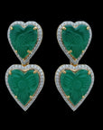 Heart Shaped Diamond Earrings With Natural Onyx