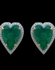 Heart Shaped Diamond Earrings With Natural Onyx