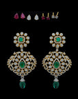 3 In 1 Diamond Earrings With Changeable Natural Emeralds And Rubies