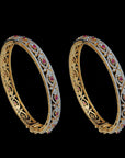 Diamond Bangles With Natural Rubies