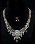 2 In 1 Diamond Necklace With Changeable Natural  Emeralds and Rubies