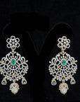 2 In 1 Diamond Earrings With Changeable Natural Emeralds/Rubies And Pearl Drops