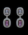 Diamond Earrings With Multi Color Sapphires