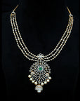 5 In 1 Diamiond Necklace With changeable Natural Emeralds/Rubies And Pearl Drops