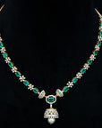 5 In 1 Diamiond Necklace With changeable Natural Emeralds/Rubies And Pearl Drops