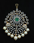 5 In 1 Diamiond Necklace With changeable Natural Emeralds/Rubies And Pearl Drops