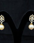 3 In 1 Diamiond Earrings With Natural Emeralds And Pearl Drops