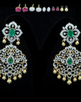 2 In 1 Diamond Earrings With Changeable Natural Emeralds/Rubies