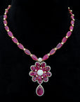 Diamond Necklace with Natural Rubies and Yellow Sapphires