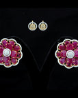 Diamond Earrings With Natural Rubies And Yellow Sapphires