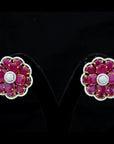 Diamond Earrings With Natural Rubies And Yellow Sapphires