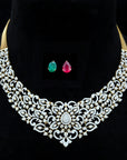 Diamond Necklace With Changeable Natural Emeralds And Rubies