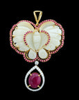 Diamond Necklace With Natural Rubies And Corals