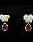 Diamond Earrings With Natural Rubies And Corals