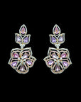 Diamond Earrings With Multi Color Sapphires And Pink Sapphires