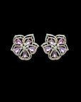 Diamond Earrings With Multi Color Sapphires And Pink Sapphires