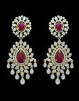 Diamond Earrings with changeable Natural Emeralds/Rubies and Pearls