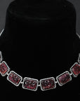 Diamond Choker with Natural Pink Tourmaline With Earring Set