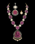 4-in-1 Changeable Ruby and Diamond Necklace with Carved Ganesh Pendant