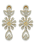 Floral Motif Diamond Necklace Earrings Set