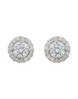 Solitaire Diamond Halo Stud Earrings