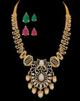 Diamond Haaram with Interchangeable Emeralds  Rubies  Detachable Pearl Drops