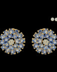 2-in-1 Natural Carved Blue Sapphire and Diamond Studs