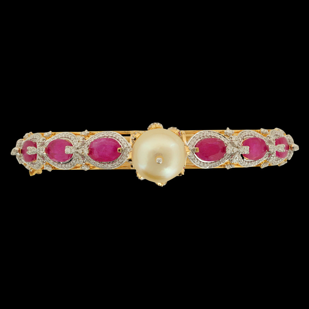 Diamond Bracelet With Rubies And Pearls