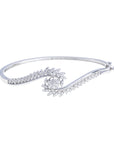 Cross Arch Floral Diamond Bangle Bracelet