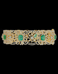 Natural Carved Emerald and Diamond Openable Bracelet