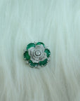 Flower Design Diamond Pendant with Natural Emeralds