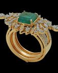 2-in-1 Diamond Ring with Natural Emerald