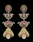 7-in-1 Gold and Diamond Detachable Earrings with Interchangeable Emeralds  Rubies (Can be worn as Buttalu, Butta, Jhumki, Chandbali)