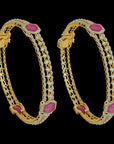 Natural Carved Ruby and Diamond Bangles