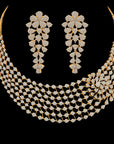 Gold and Diamond Necklace and Earrings Set